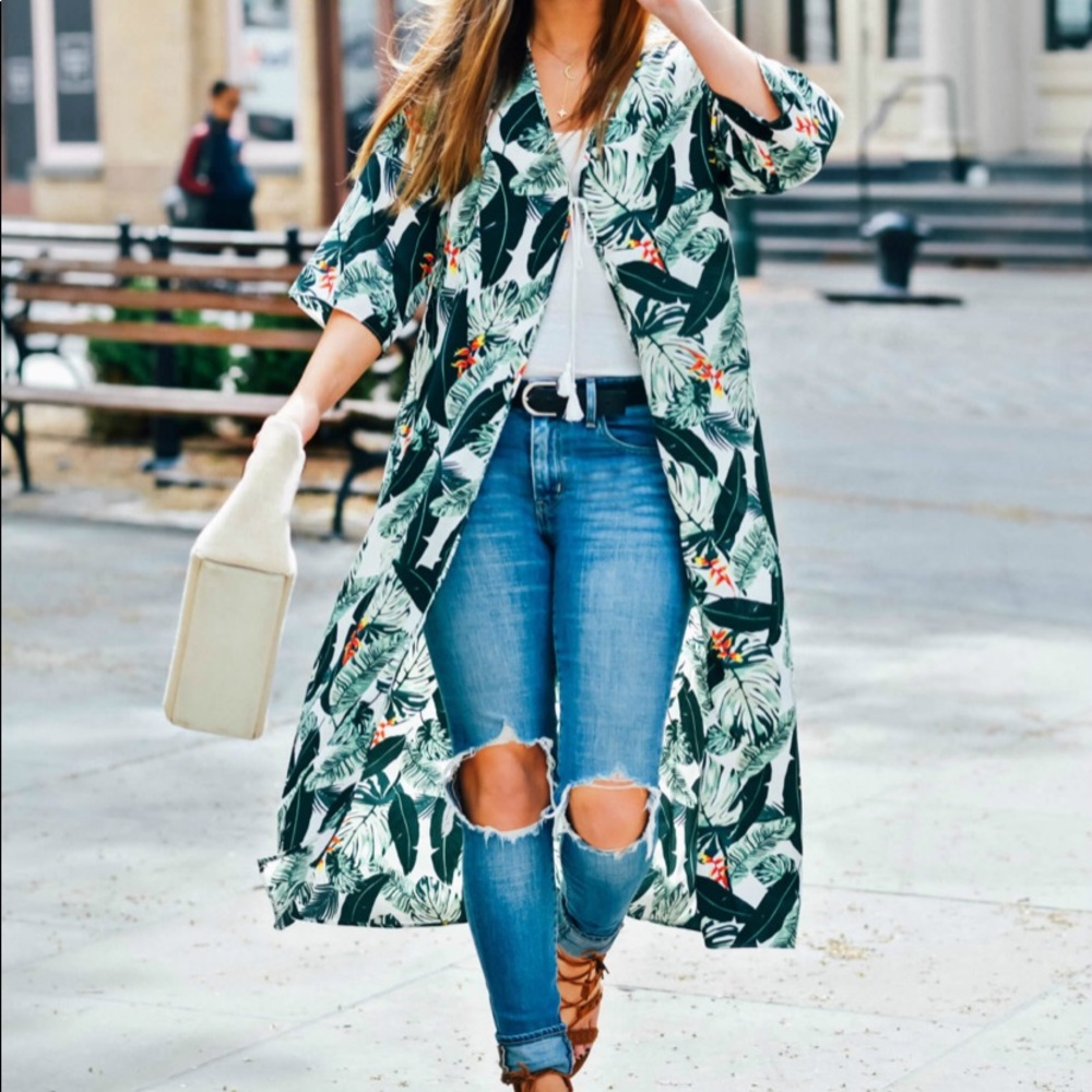 Rachel Zoe Palm Leaf Cover Up Duster Kimono